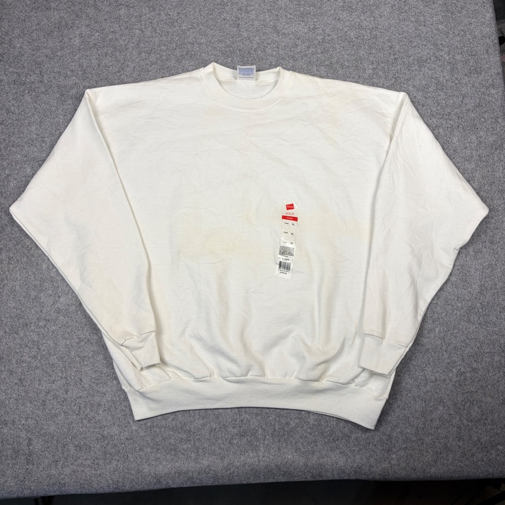 Hanes ComfortBlend PrintPro Sweatshirt Mens XL White Crewneck Fleece Pullover
